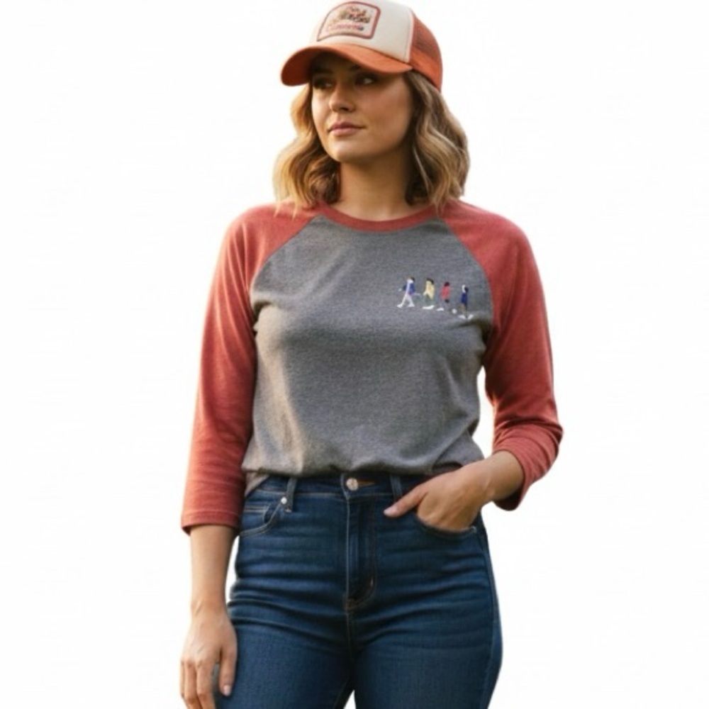 Stranger Things Netflix Baseball Raglan TShirt Gray Red M TV Show 70s